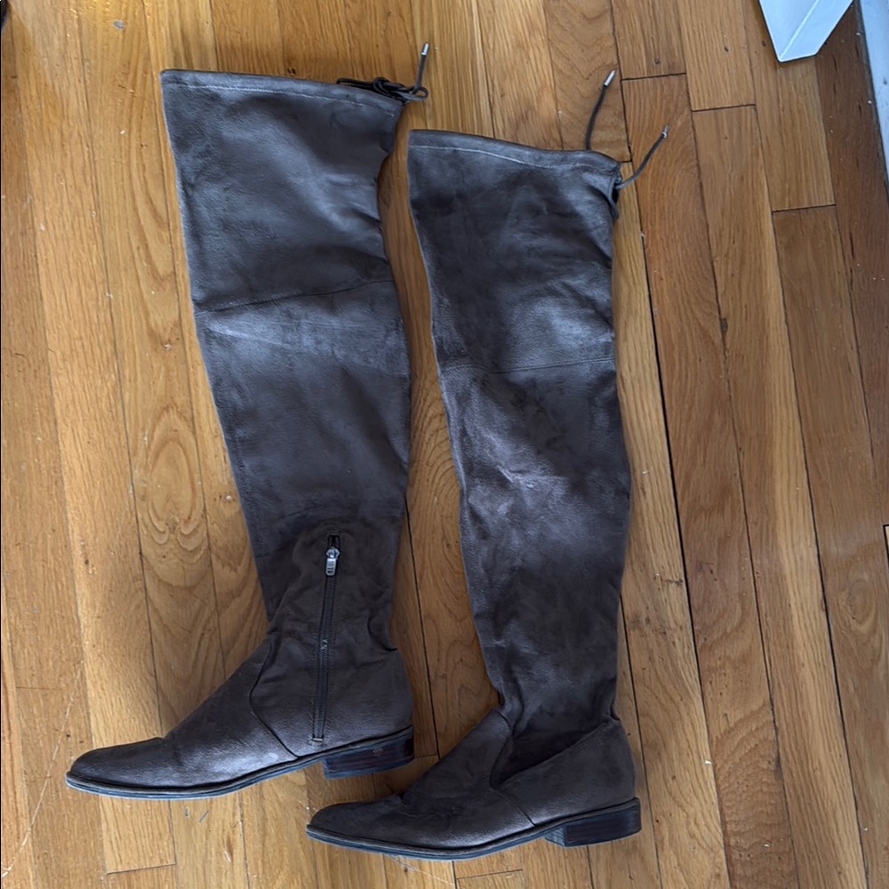 Marc Fisher Gray Over-the-Knee Suede Boots